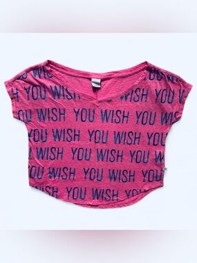 Gilly Hicks You Wish Tee in Pink/Blue Size XS GH Sport V-Neck Oversized Workout